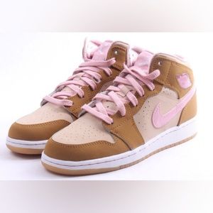 Nike Air Jordan 1 Hare Lola Bunny Mid Sneakers Tan/Pink Womens 8 Youth 6.5